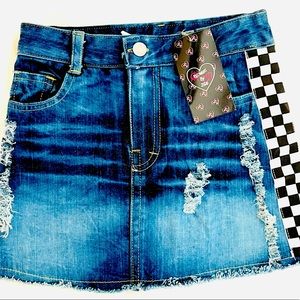 Flowers by Zoe Denim Skirt Checkered M NEW